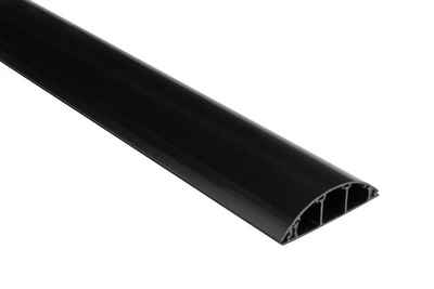 Hexim Kabelkanal (68x18mm halbrunde PVC Kunststoff Kabelabdeckung für TV, Wand & Boden (2 Meter schwarz) Kabelverkleidung Kabel Kanäle rund Fußboden)