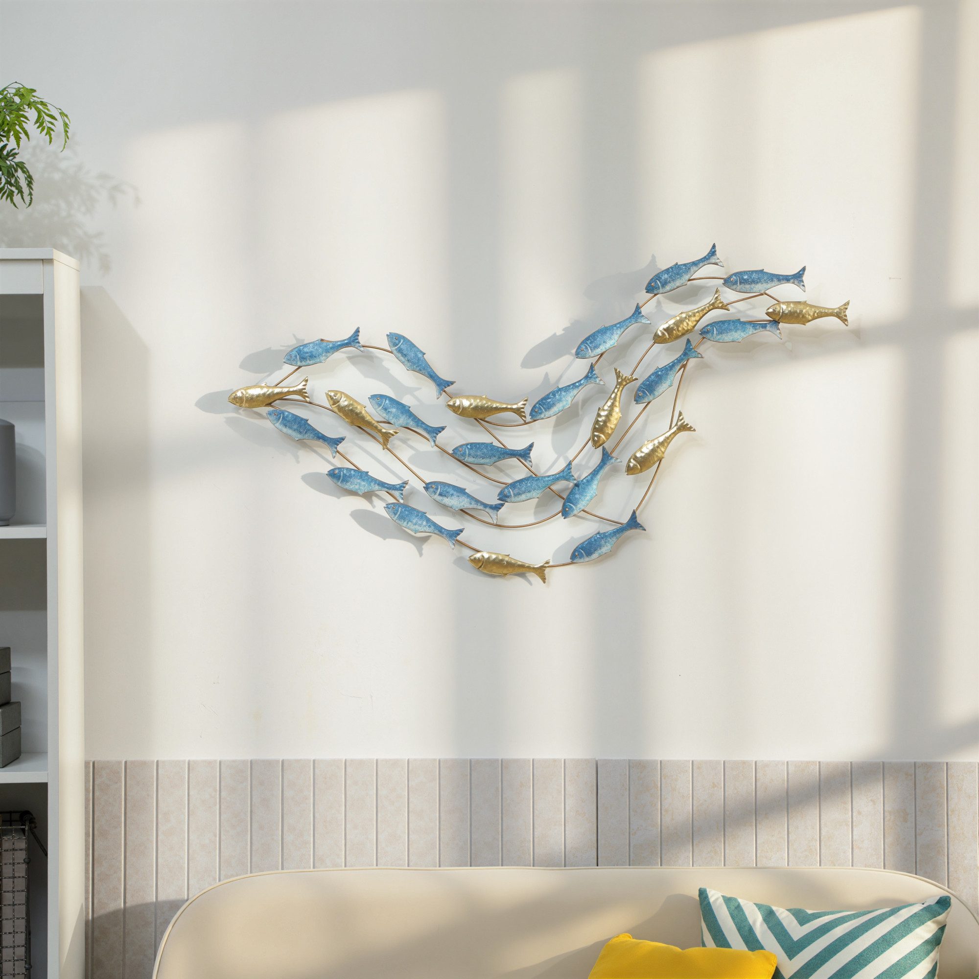 HOMCOM Wandbild mit Fischdesign, Fische (Wanddeko, 1 St), Wohnzimmer-Kunst für Schlafzimmer Esszimmer
