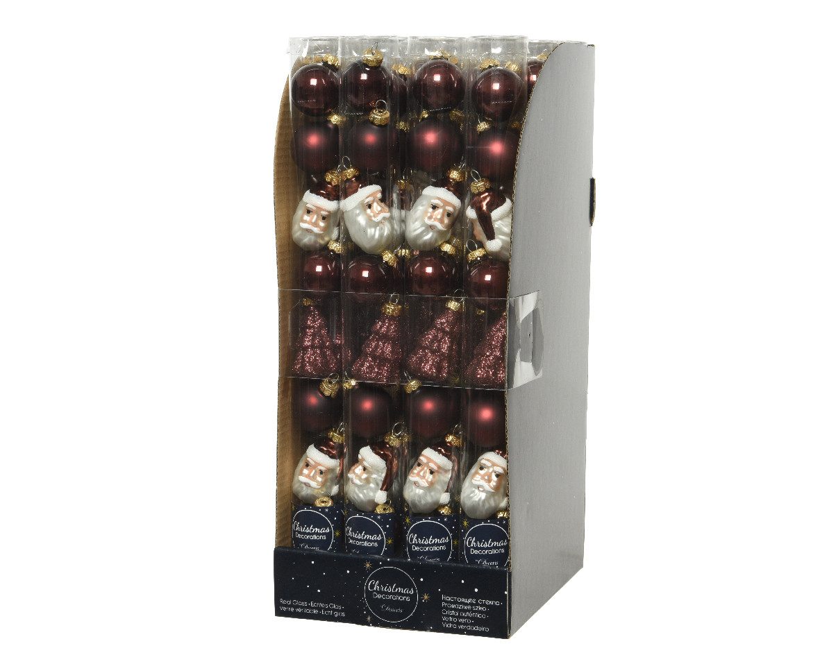 Kaemingk Weihnachtsbaumkugel, Weihnachtskugeln Glas 3cm mit Figuren Mix 9er Set - Rotholz
