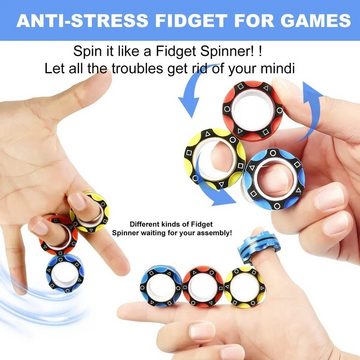 XDeer Lernspielzeug 9Pcs Fidget Magnetring Zappeln Spielzeug, Dekompressionsspielzeug,Neueste Magnete Fingerringe für ADHS-Stressabbau, Geschenkidee für Erwachsene, Teenager, Kinder, hilft, die Stimmung zu lindern, Stress abzubauen und die Aufmerksamkeit zu steigern