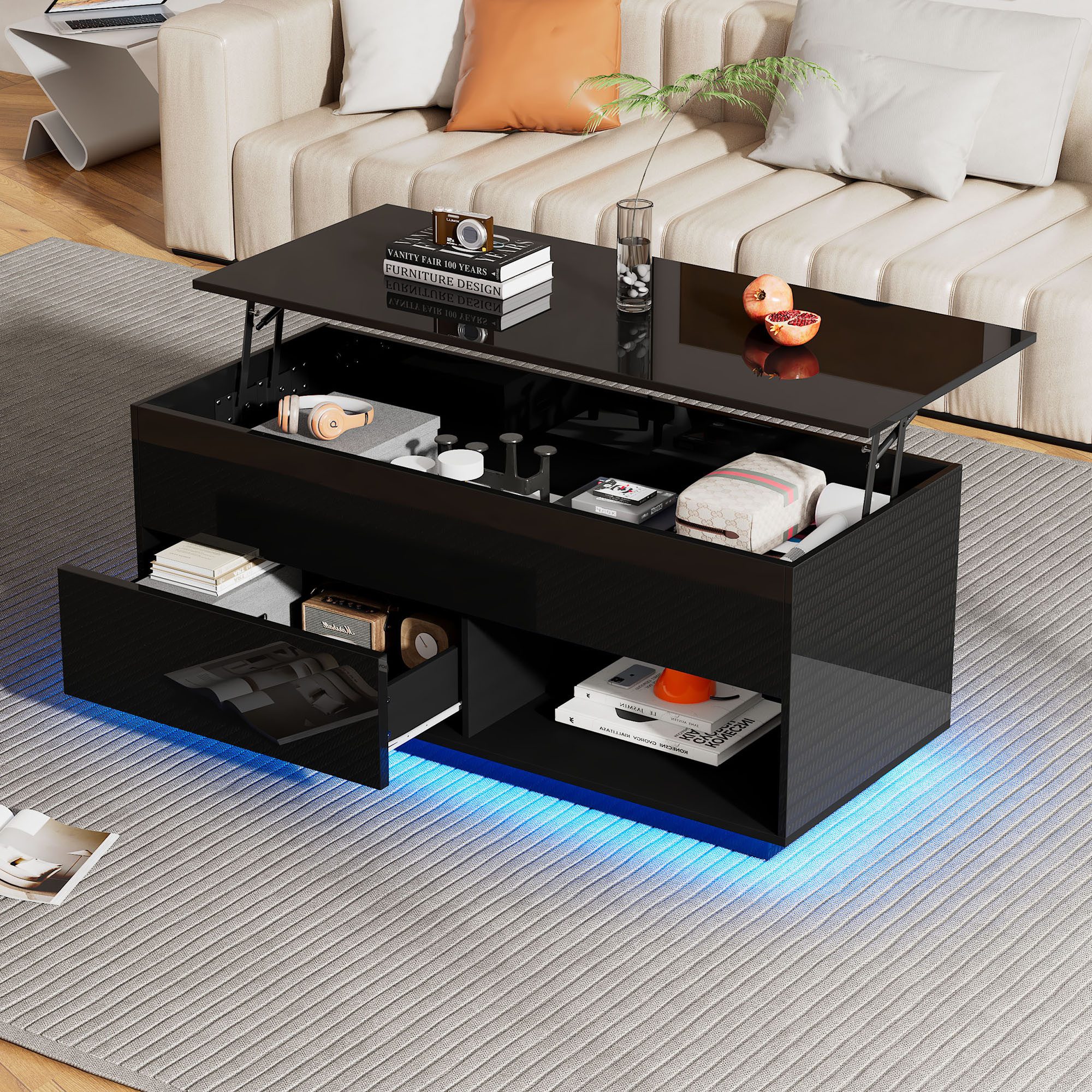 HAUSS SPOLE Couchtisch Hochglanz mit LED-Beleuchtung günstig online kaufen