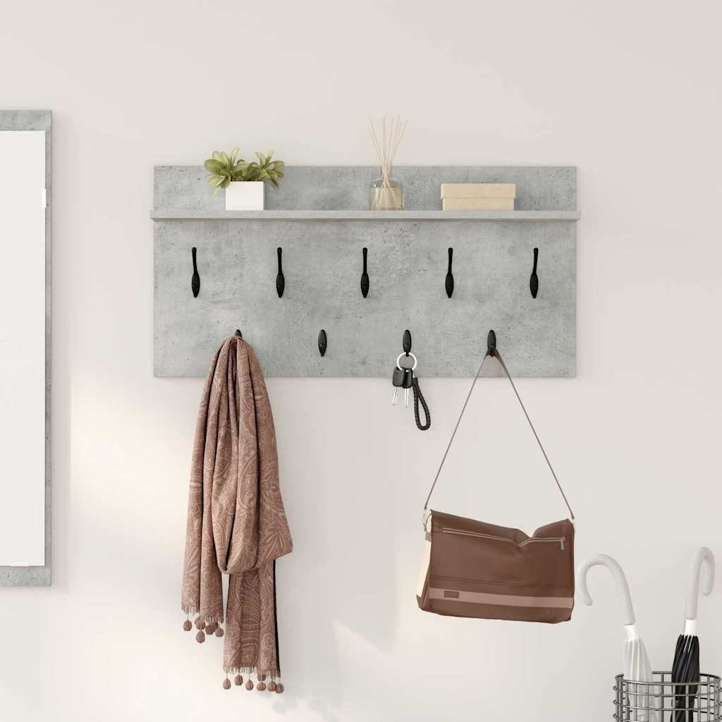 furnicato Garderobenständer Wandgarderobe mit Regal 80 x 40 x 12 cm Beton Grau, Garderobenständer mit Ablagefläche und Haken für deinen Flurbereich