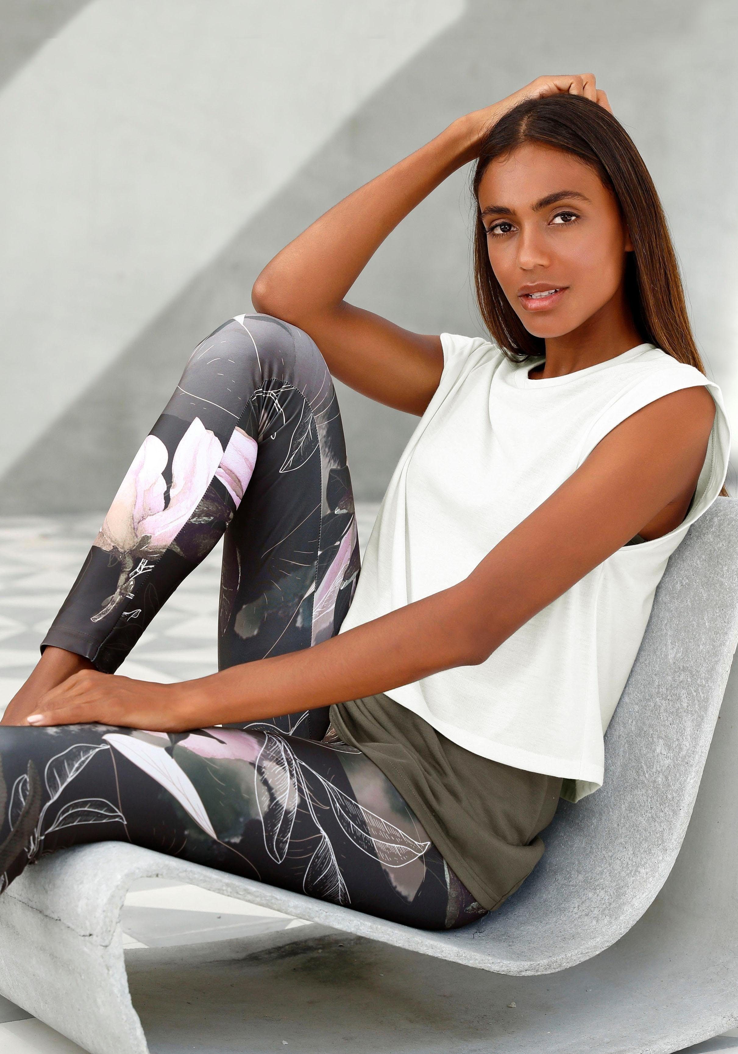 LASCANA ACTIVE Leggings Tropical Blumenprint, abstraktem Loungewear mit