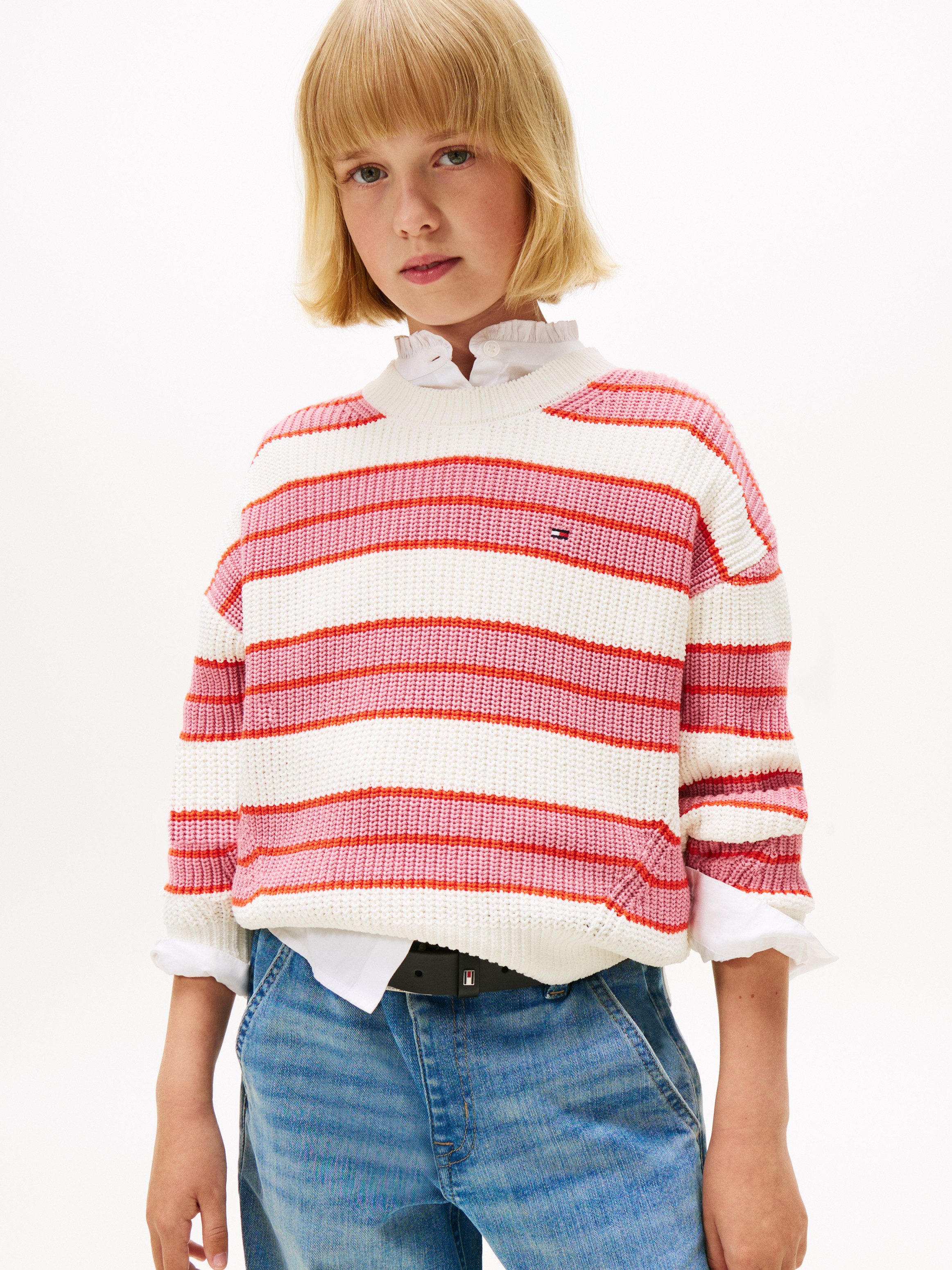 Tommy Hilfiger Strickpullover STRIPE CHENILLE SWEATER Kinder bis 16 Jahre