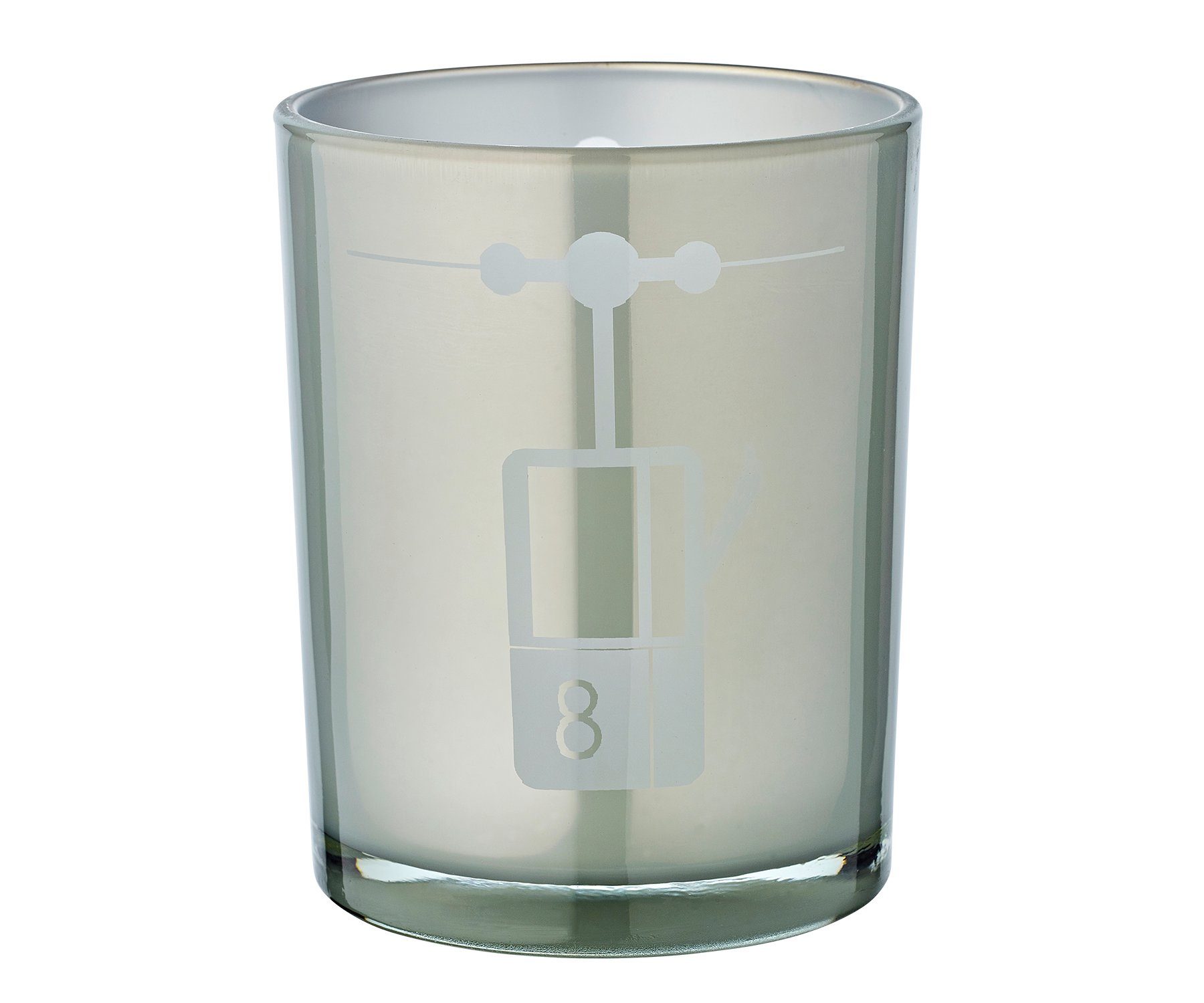 cm mit Lift, cm, Teelichtglas Teelichter, EDZARD Lift-Motiv für Ø Windlicht 13 Kerzenglas Windlicht, Höhe Grau-Weiß, 10 in