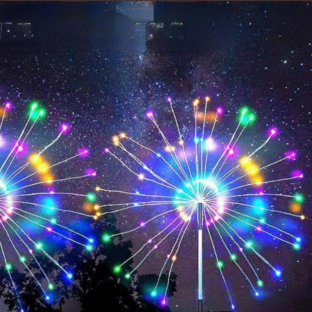 OULENBIYAR LED Solarleuchte Solarleuchten für Außen Garten Deko, 2 Stück Wasserdicht Solarlampen, LED fest integriert, Bunt, für Außen Garten,Solar LED Feuerwerk Licht mit 2 Beleuchtungsmodi