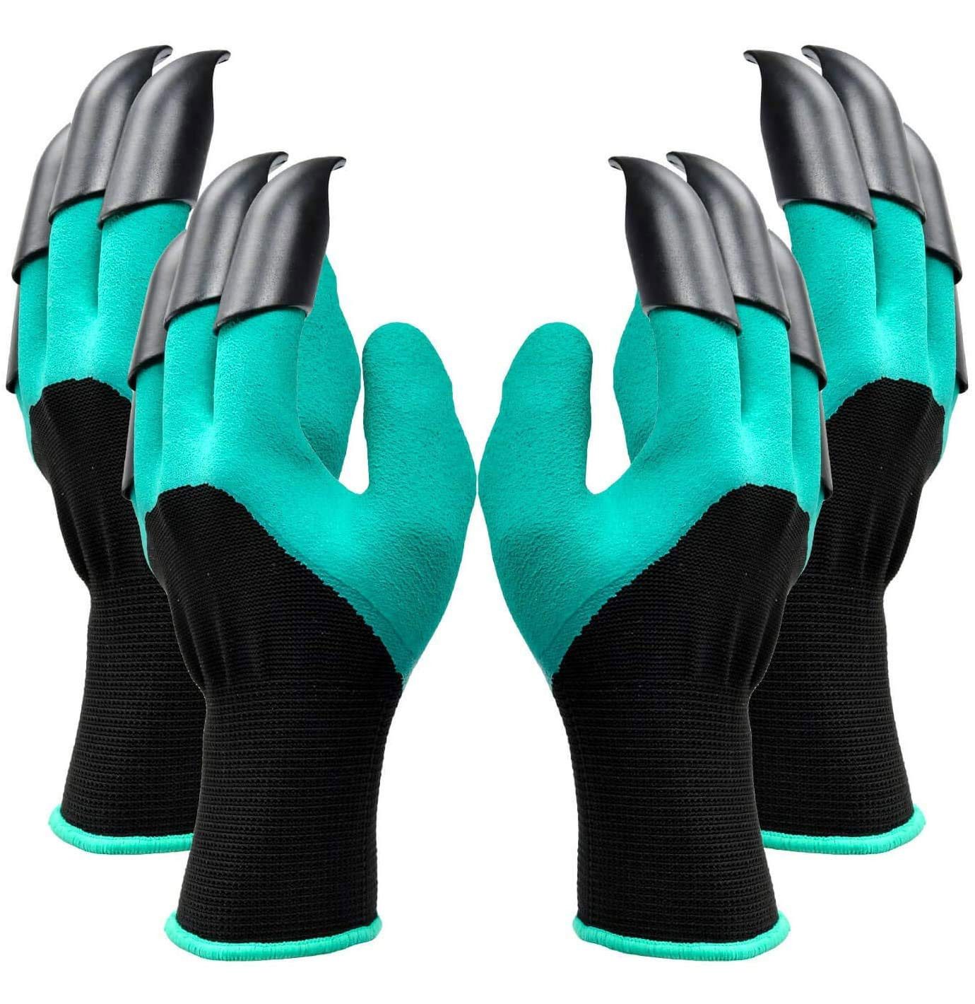 FOUORTUNATE-BEE Gartenhandschuhe Gartenhandschuhe mit Krallen Wasserdicht 2 Paar Pflanzhandschuhe (2-St) Handschuhe Garten Pflanzen Graben Geschenk Damen Herren Set XXL