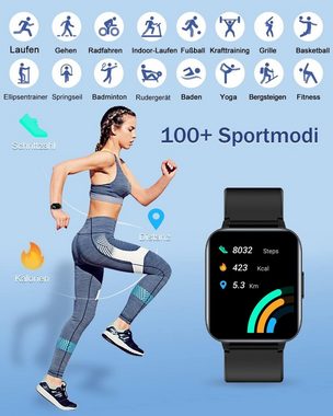 HUAKUA für Damen und Herren Touch Screen Fitness Smartwatch (1,69 Zoll, Android iOS), mit SpO2-Überwachung Puls SchlafmonitorSchrittzählerMultiTrainingsmodi