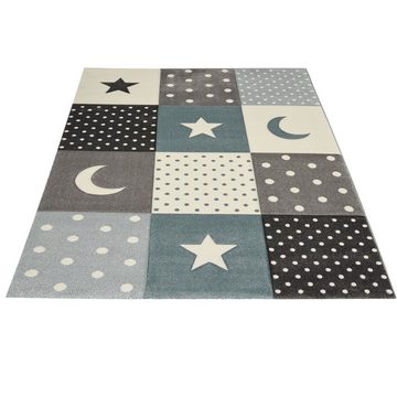 Teppich Monde Kids Kinderteppich, Mond, Stern, Blau, 80 x 150 cm, the carpet, Rechteck