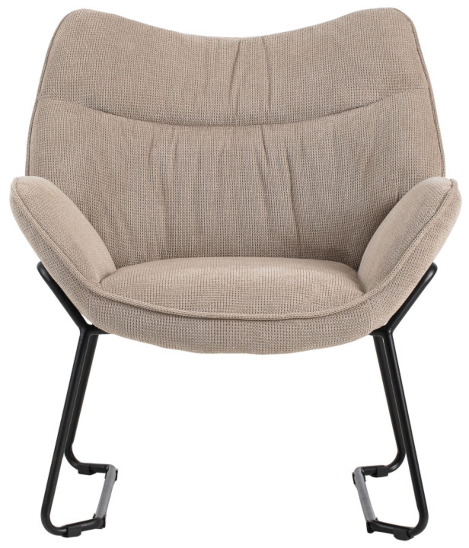 MR.DEKO Loungesessel Aliano – eleganter Relaxsessel, Wohnzimmer, 73x81x87 cm, beige (Bequemer Einzelsessel – zerlegt geliefert, 1-St), Mit gemütlicher Rückenlehne, Polsterstuhl mit Armlehnen