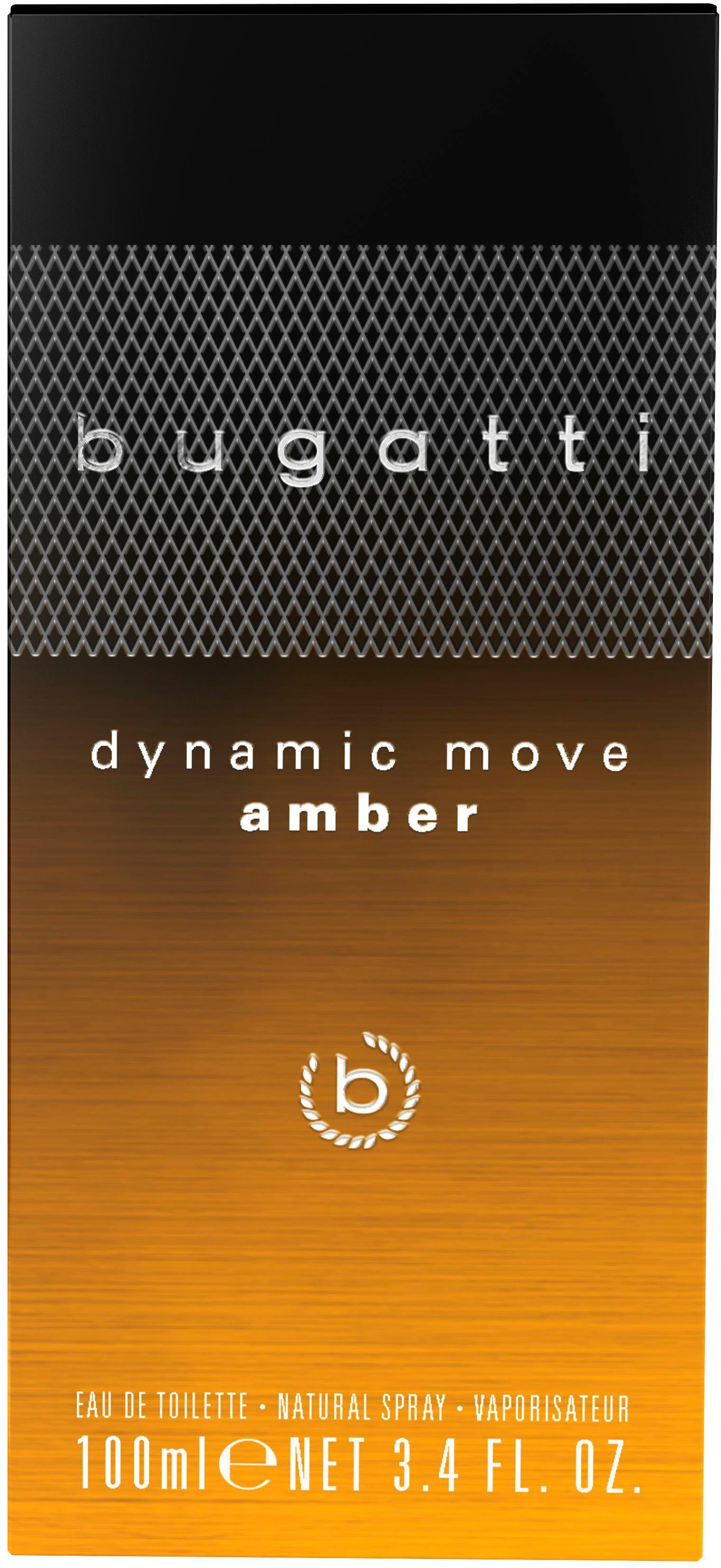 bugatti Eau de Toilette Dynamic Move Amber EdT 100ml, Würziger Herrenduft mit Zimt, Veilchen, Tabak und Zedernholz.