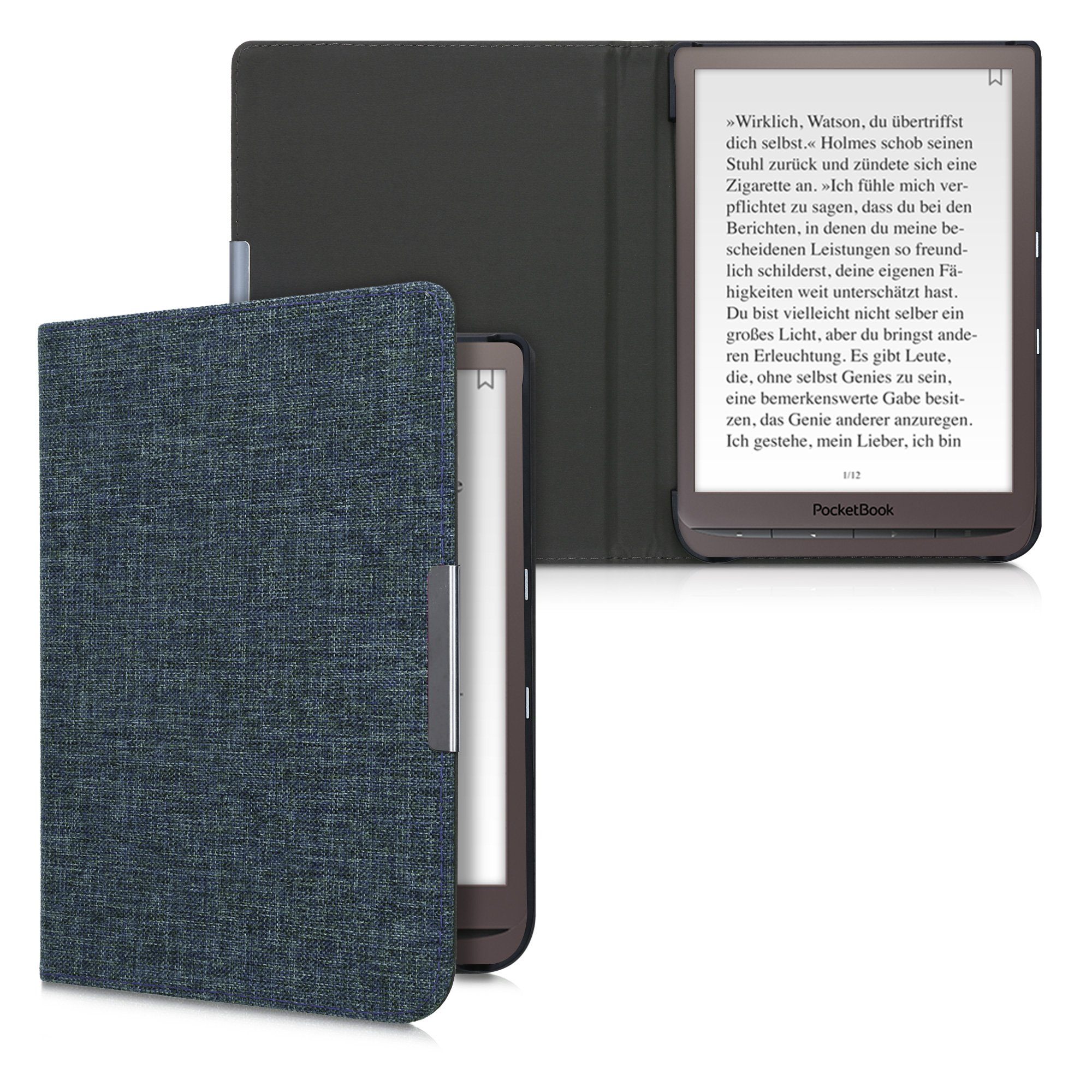 kwmobile E-Reader-Hülle Hülle für Pocketbook InkPad 3 / 3 Pro / Color, Filz Stoff eReader Schutzhülle - Flip Cover Case
