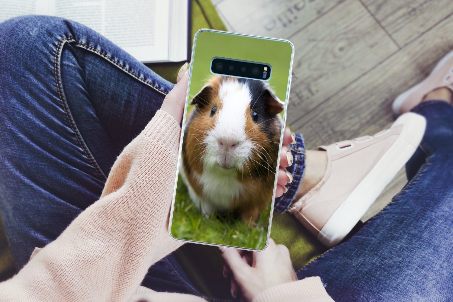 MuchoWow Handyhülle für Samsung Galaxy S10 Plus Zwei Meerschweinchen, Phone Case, Silikon, Schutzhülle Dünn