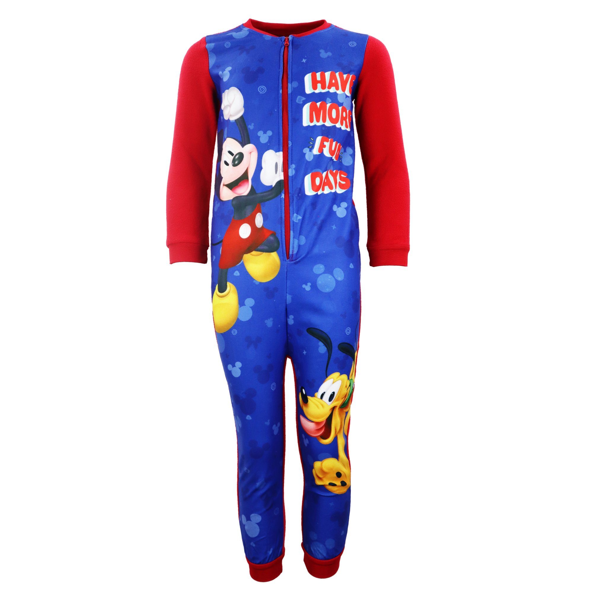 Disney Schlafanzug Disney Mickey Maus Kinder Fleece Einteiler Pyjama Gr. 92 bis 128 | Pyjamas