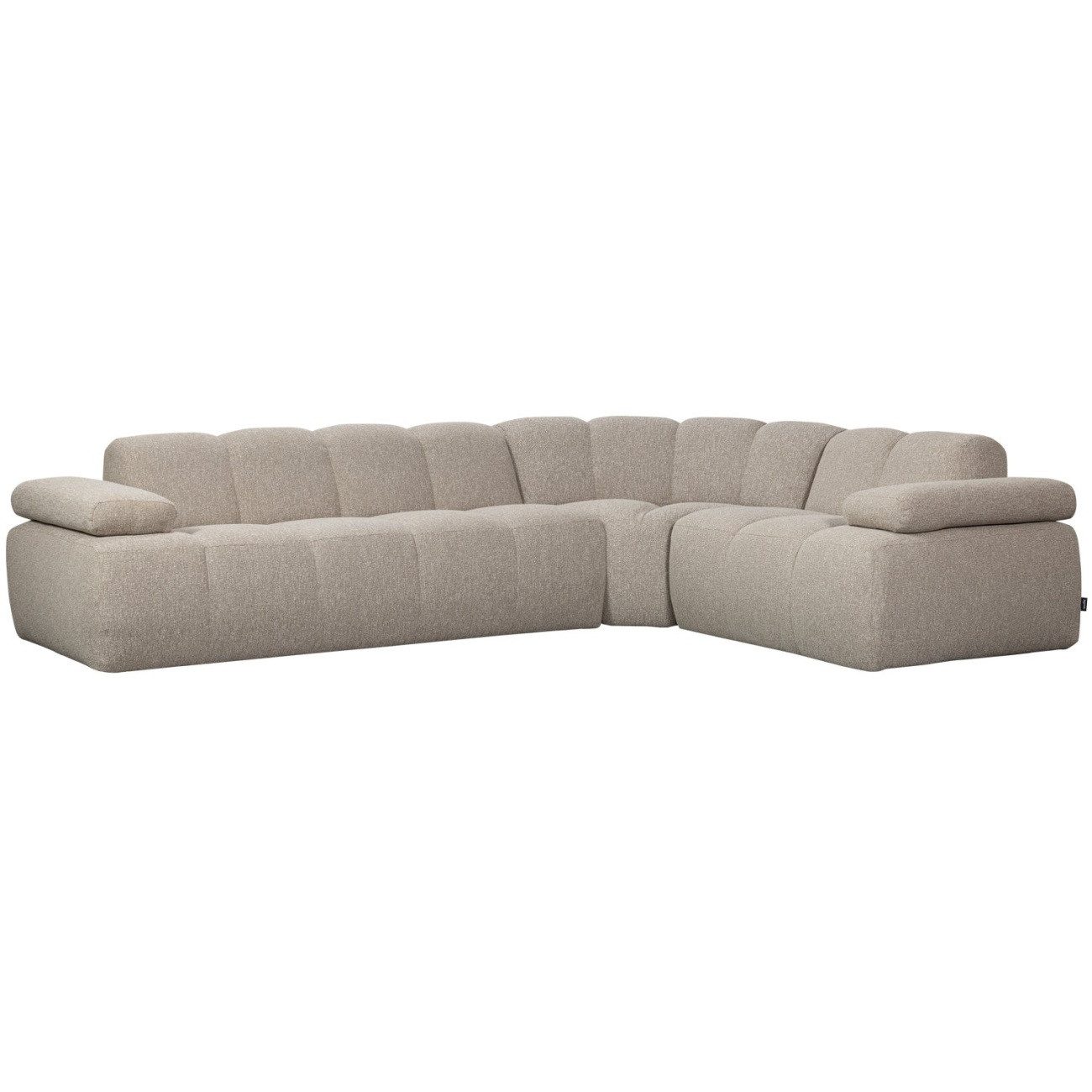 WOOOD Ecksofa Mojo aus Boucle-Stoff Rechts, Beige, Mit verstellbarer Armlehnen