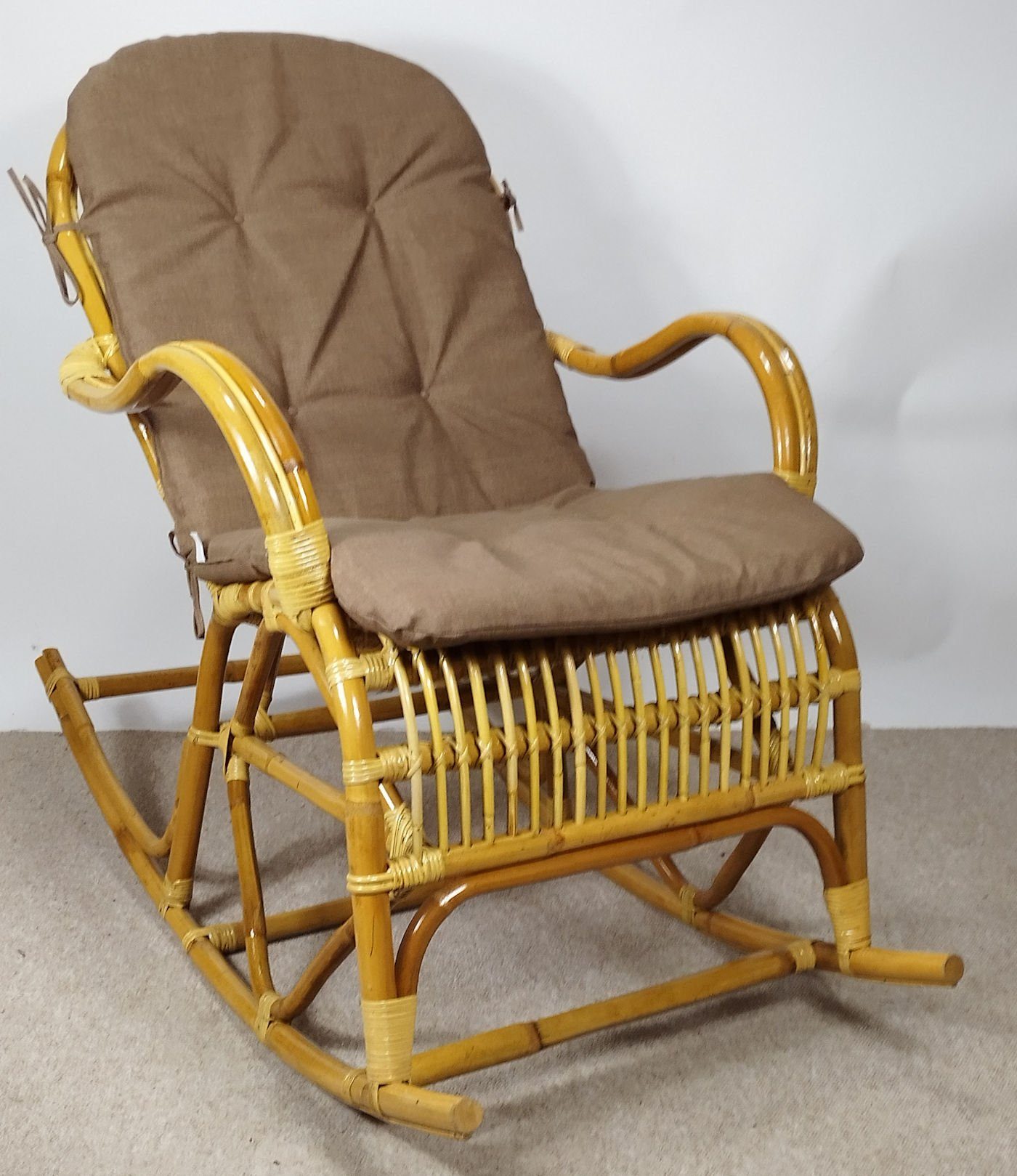 Rattani Schaukelstuhl Rattan Schaukelstuhl Semanbo Rocking Chair + Polster