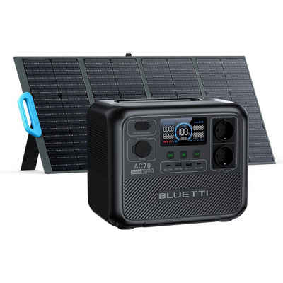BLUETTI Stromerzeuger AC70 768Wh Solar generator mit Solar panel, 1,00 in kW, (mit PV120 120W Solar panel, mit 1000W AC (220–224 V) und DC-Ausgang), für Haus, Camping, Notfall