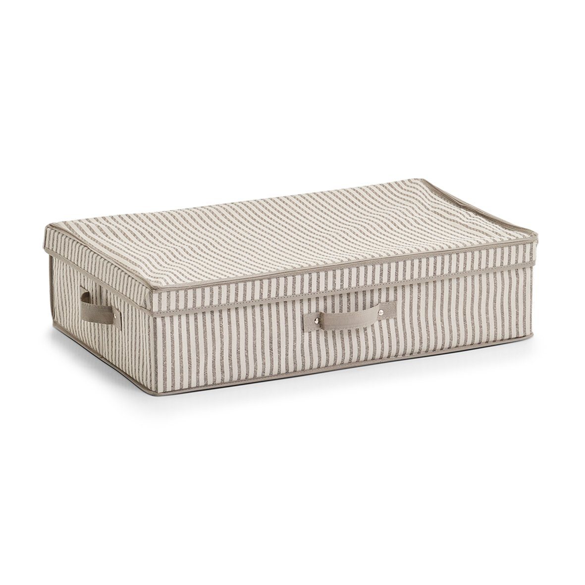Zeller Present Aufbewahrungskorb Aufbewahrungsbox m. Deckel "Stripes, Vlies, beige, 61,5 x 38 x 16,5 cm