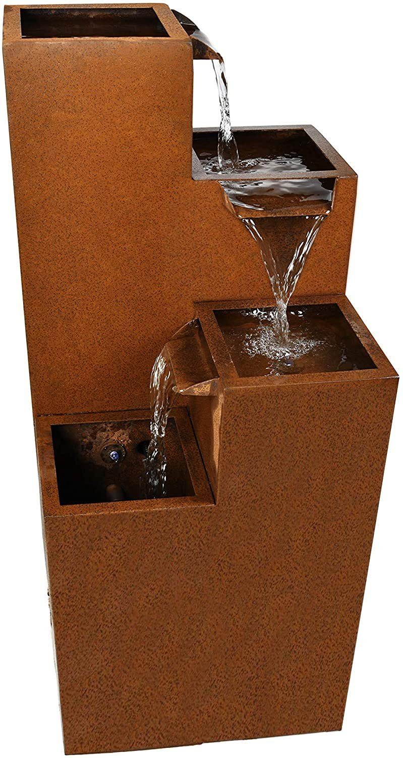 Köhko Gartenbrunnen Ribero aus Corstenstahl mit LED Wasserspiele Gartenbrunnen 32006