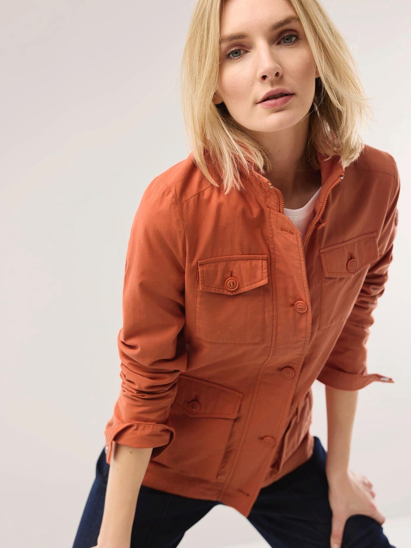 Walbusch Fieldjacket Damen Cotton Fieldjacket Umlegekragen, modern, atmungsaktiv