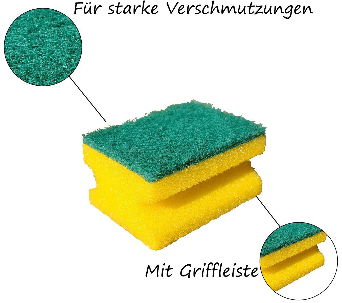 Jean Products Reinigungsschwamm Topfreiniger Schwämme mit Griff, 8 Stück grau, Schwamm Badschwamm Küchenschwamm Reinigung Griffleiste Grob und fein T