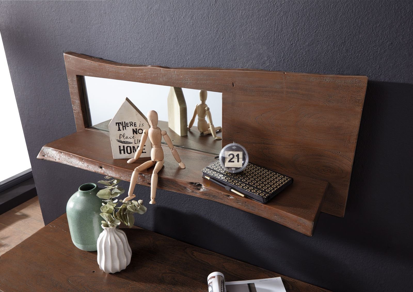 Massivmoebel24 Wandregal PURE ACACIA, 1-tlg., Wandregal Akazie 101x22x38 br günstig online kaufen