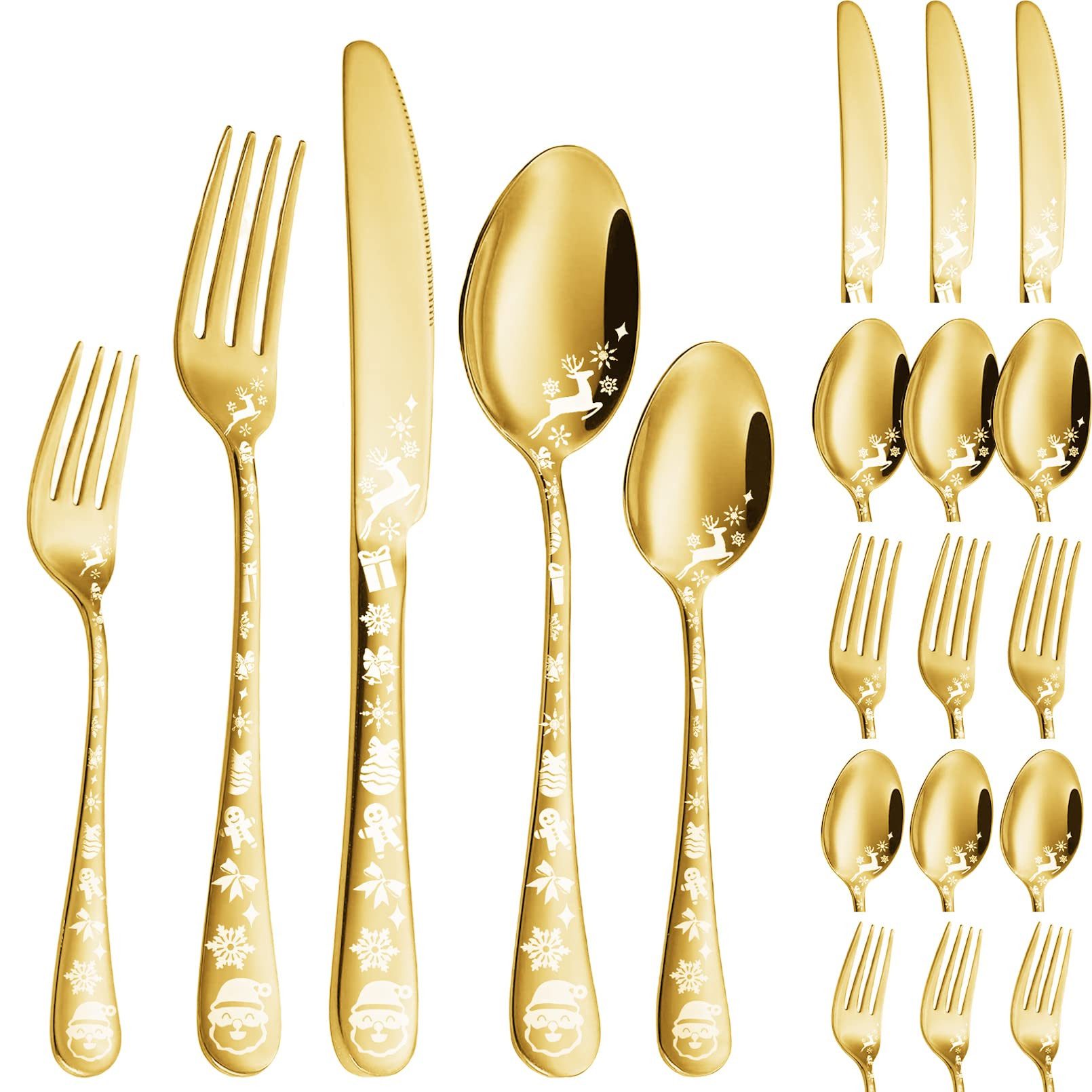 Bomiclss Besteck-Set Besteckset 20/40-teilig für 4/8 Personen. Edelstahl, spülmaschinenfes (20-tlg), elegantes Essbesteck für Alltag und Gäste
