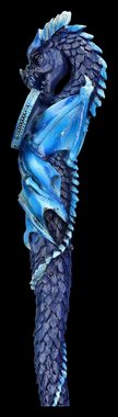 Figuren Shop GmbH Dekoobjekt Zauberstab groß - Drache Element Wasser - Elementardrache blau Fantasy