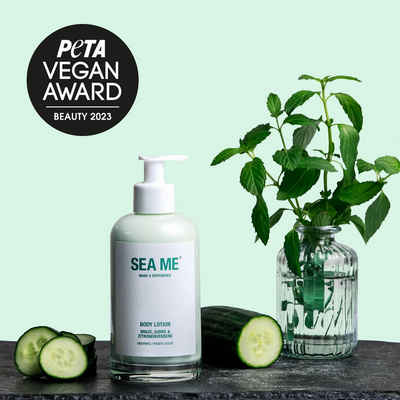 SEA ME Bodylotion, vegan, im Mehrweg-Glas, mit Minze, Gurke, Zitronenverbene, 250ml, im Mehrweg-Glas, wohl duftend, hohe Qualität, mit pflegenden Ölen