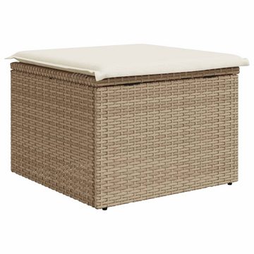 vidaXL Hocker Gartenhocker mit Kissen Beige 55x55x37 cm Poly Rattan