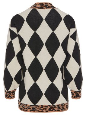 Edwina Eidtmann Longpullover Sweater mit Rauten- und Leopardenmuster