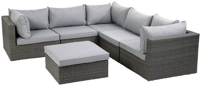GREEMOTION Loungeset Kalifornien, 20-tlg., Sofas, Tisch 77x75 cm, Alu/Kunststoff, grau