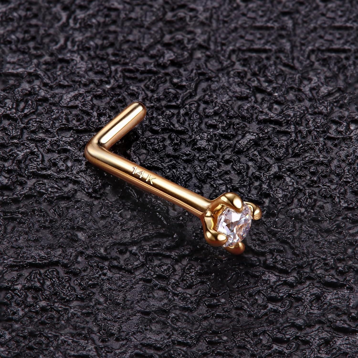 VFUN Nasenpiercing-Set Mit Kette - 20G Clear CZ Studs & Nostril Piercing Aus Edelstahl, Hypoallergen & Stylisch