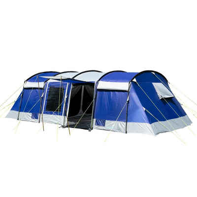Skandika Tunnelzelt Montana 8 (blau), Personen: 8, Campingzelt mit dunklen Schlafkabinen