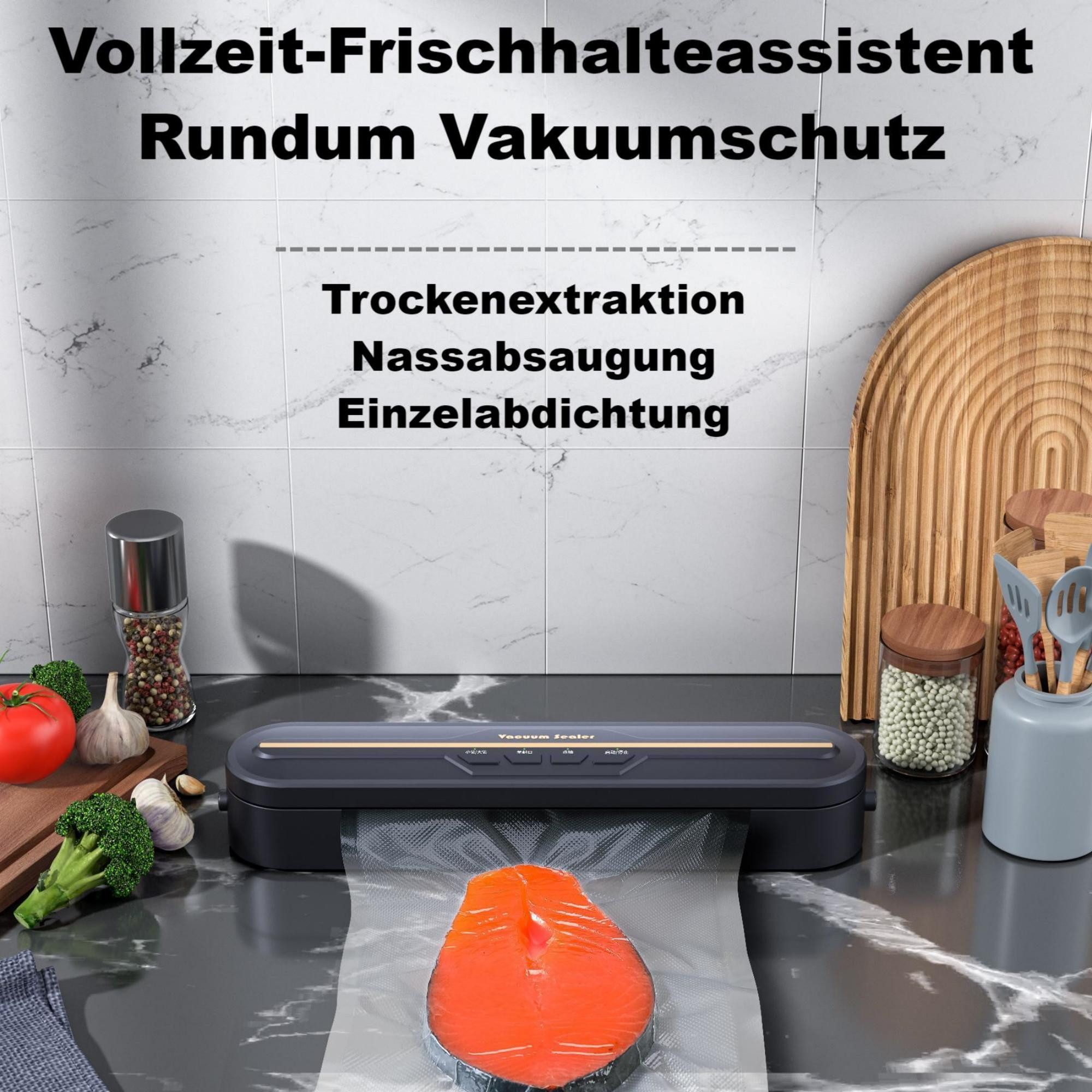 ibettertec Vakuumierer Vakuumiergerät Lebensmittel bleiben vakuumiert bis zu 8x länger frisch, Praktischer Nass-und Trockenmodus,Enthält 10 Vakuumbeutel
