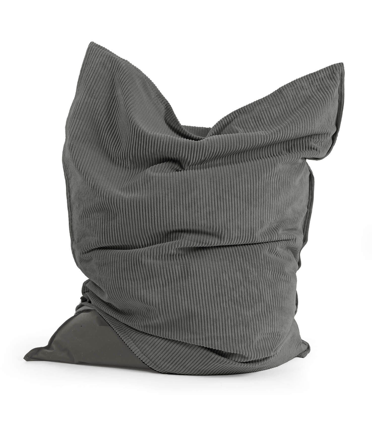 mokebo Sitzsack Der Große (mit Cord Cover), Bean Bag mit Cord Bezug, Riesensitzsack oder Bodenkissen in Anthrazit