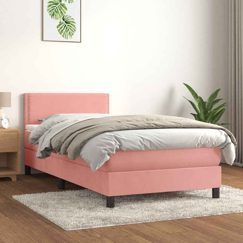 vidaXL Bett Boxspringbett mit Matratze Rosa 90x200 cm Samt