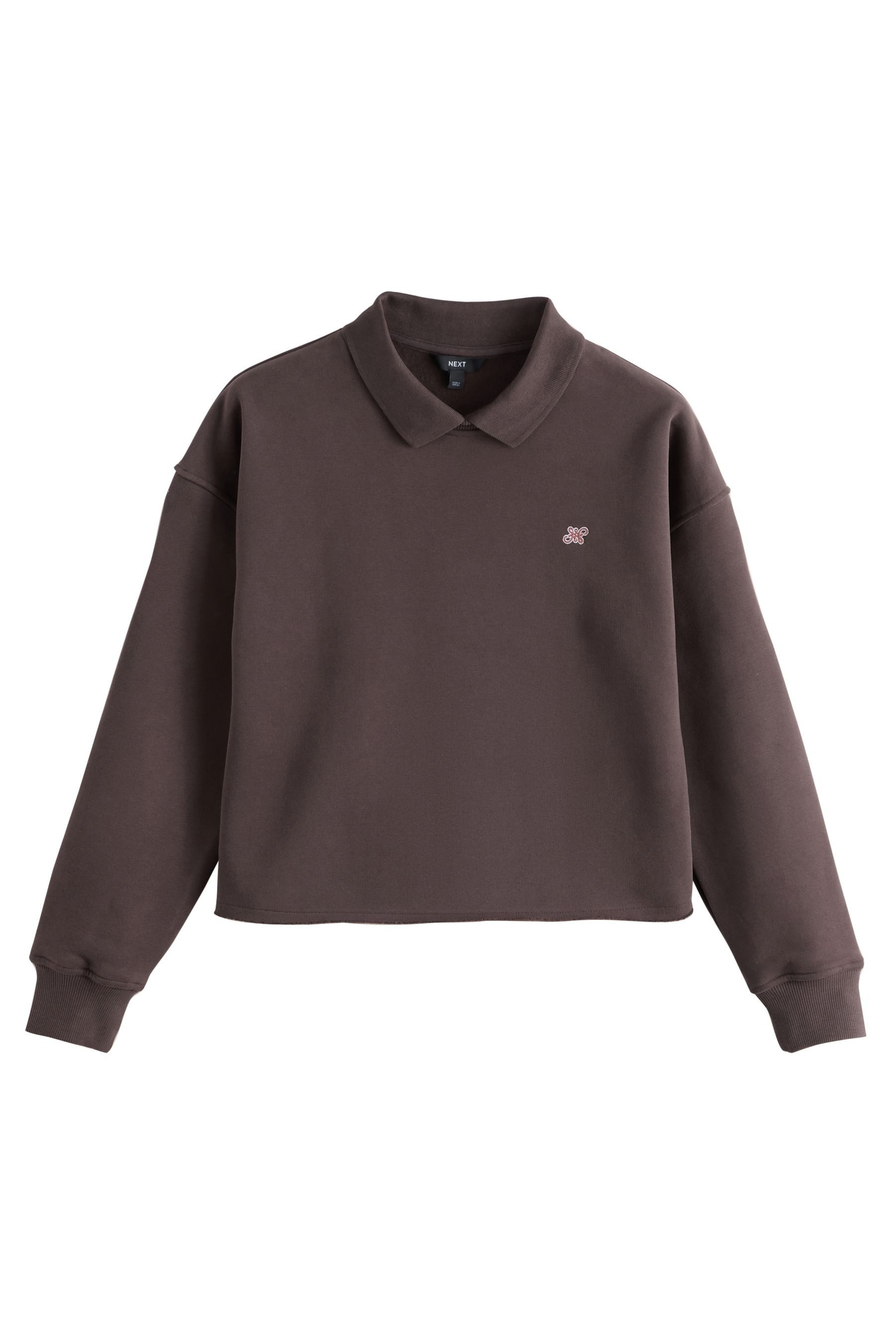 Next Sweater Verkürztes Grafik-Sweatshirt mit Kragen (1-tlg)