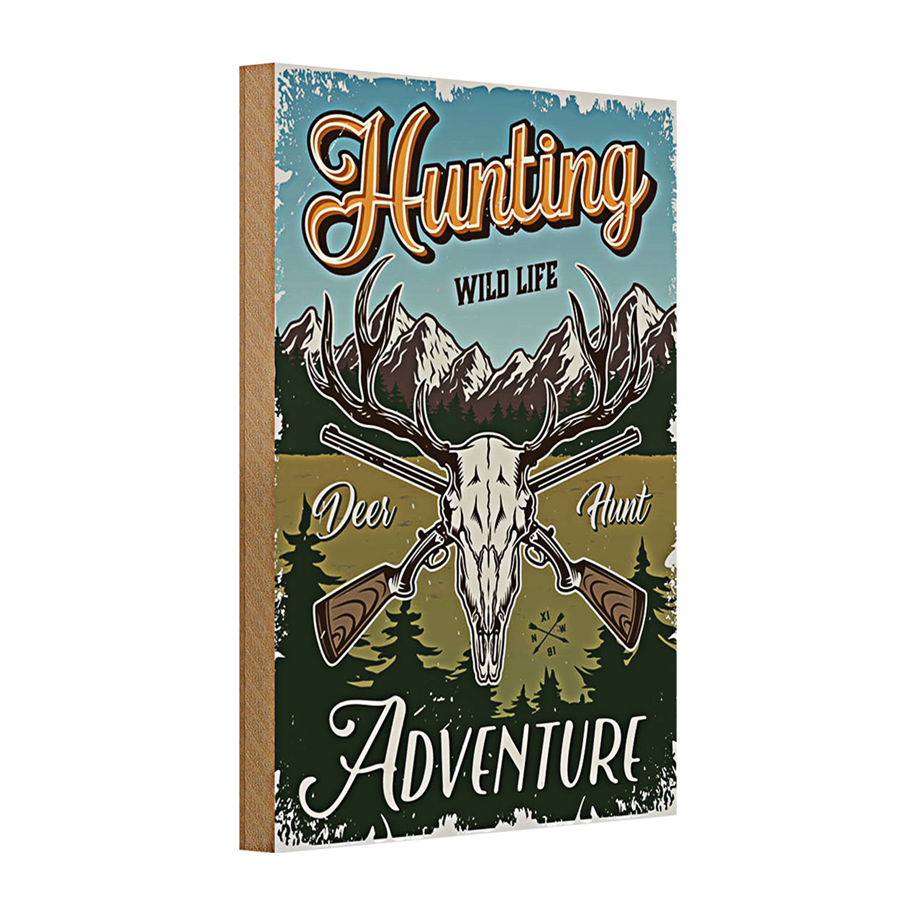 Roomando Holzbild Holzschild Jagd 20x30cm Hunting wild life adventure