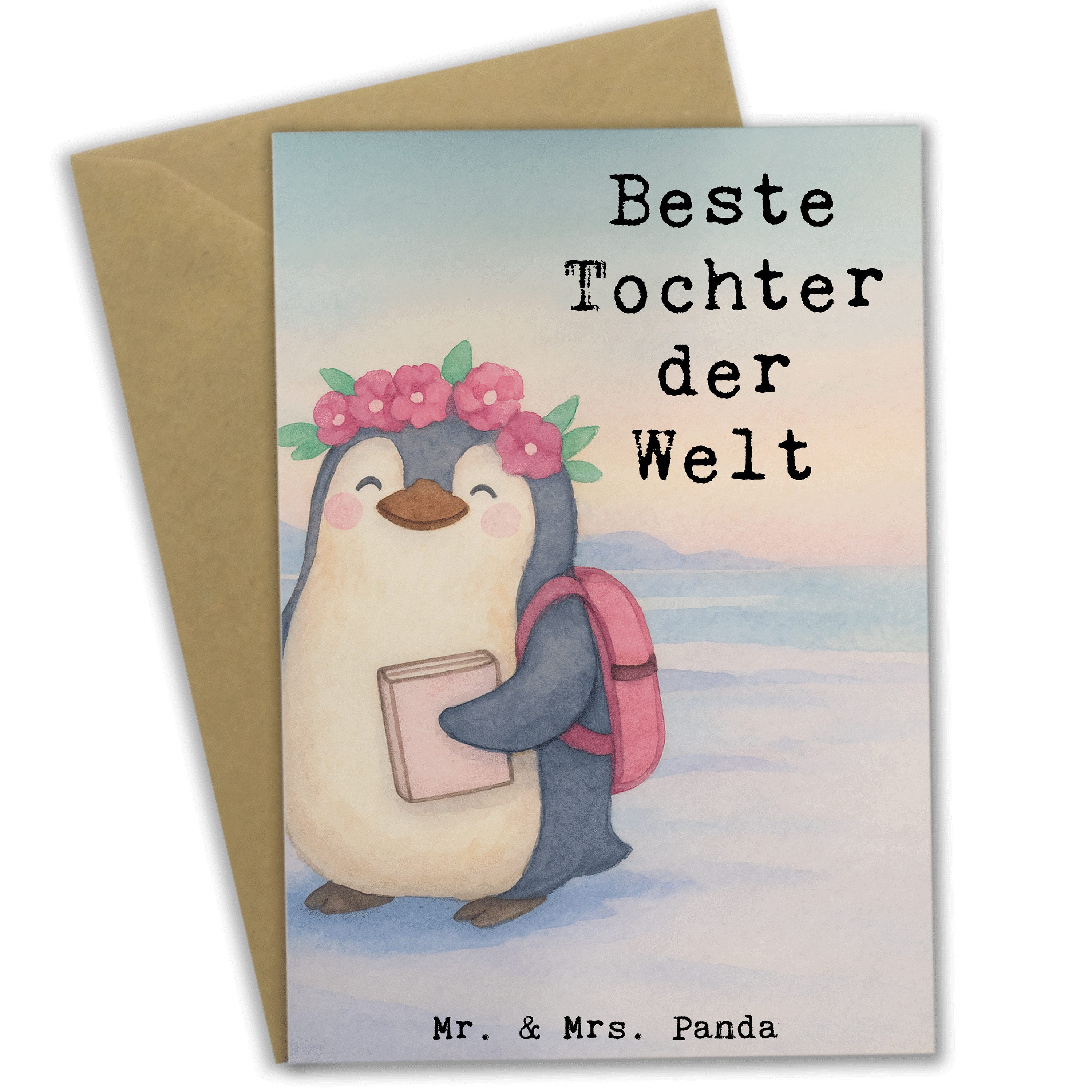 Mr. & Mrs. Panda Grußkarte Pinguin Beste Tochter der Welt Design, Grußkarte, Weiß, Geburt, Famil, Grußkarten Beileidskarte hochzeitskarten