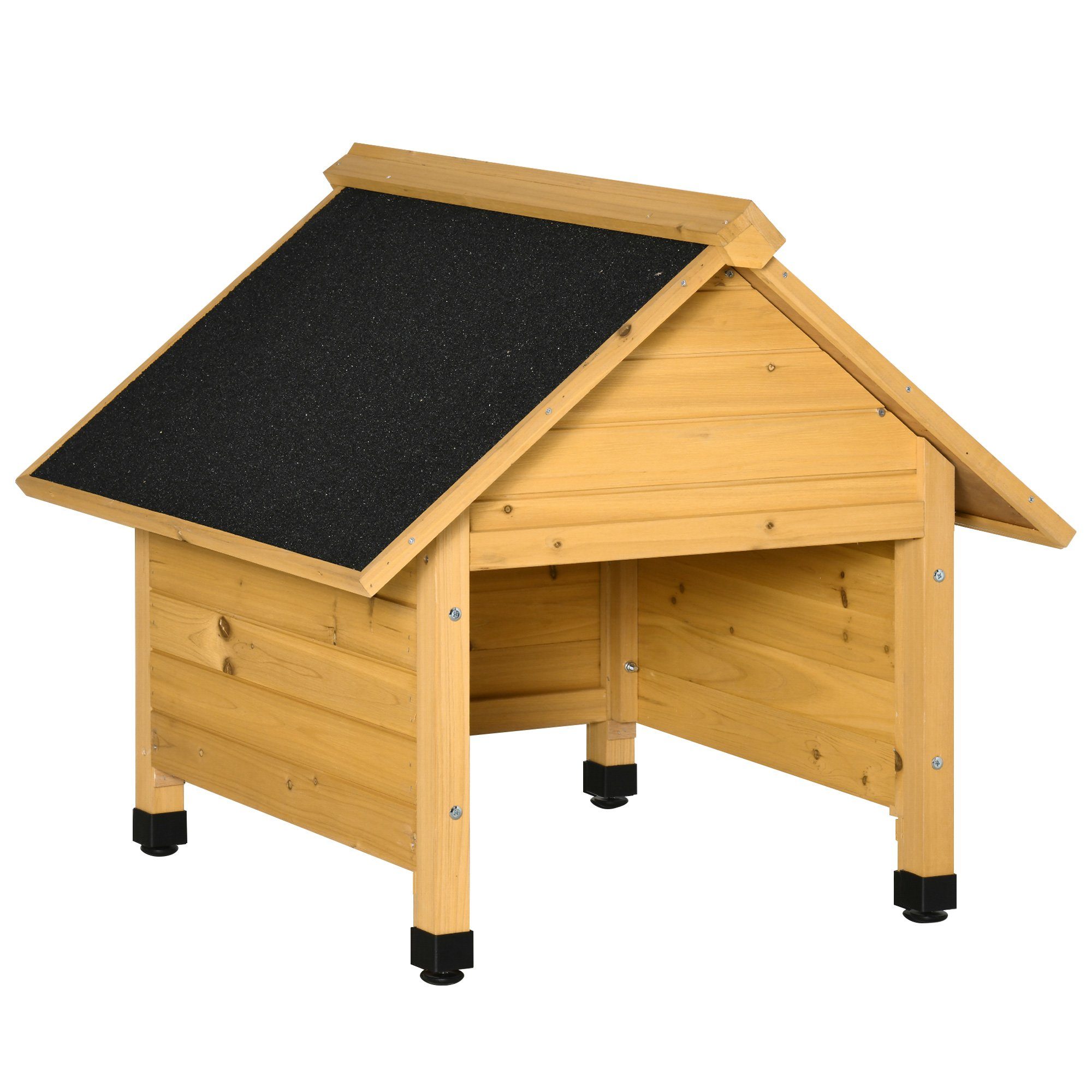Outsunny Mähroboter-Garage Carport für Rasenroboter, BxTxH: 75x76x70 cm, für Außenbereich, (Rasenmäher, 1-St., Holzgarage), für Garten, Balkon, Gelb