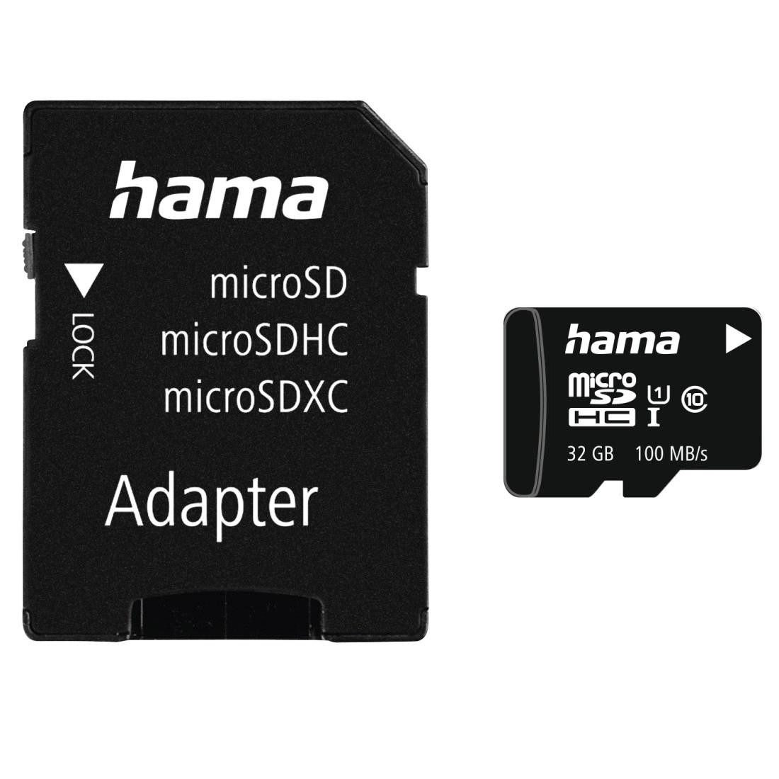 Hama microSD Karte, Memory Fast, + Adapter/Mobile, Class 10 UHS-I Speicherkarte (32 GB, UHS-I Class 10, 80 MB/s Lesegeschwindigkeit)