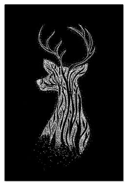 Wallario Wandfolie, Zeichnung eines Hirsches auf schwarzem Grund, wasserresistent, geeignet für Bad und Dusche