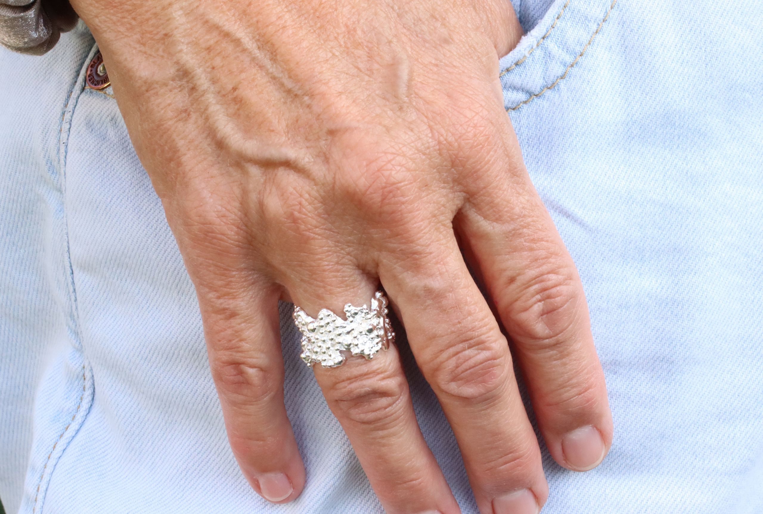 SILBERMOOS Silberring Designring "Auf den Punkt genau", 925 Sterling Silber