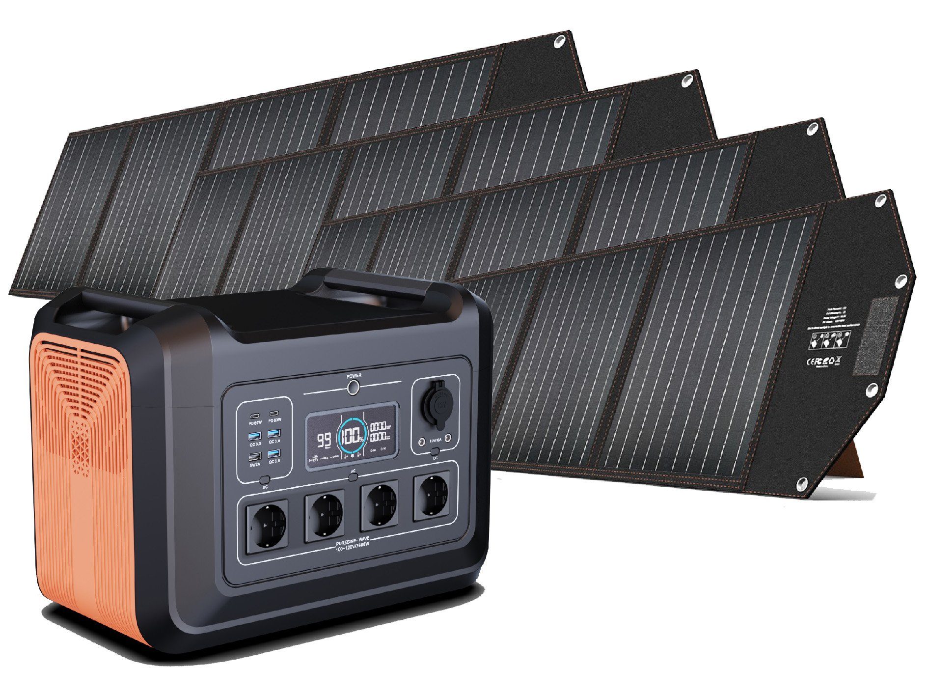 Hyrican UPP-2400 Kit mAh, Wh, Not-& Powerstation für Akku/Batterie Stromversorgung mobiles 2400Watt, LiFePO4, tragbarer Ladezentrum 697500 2232