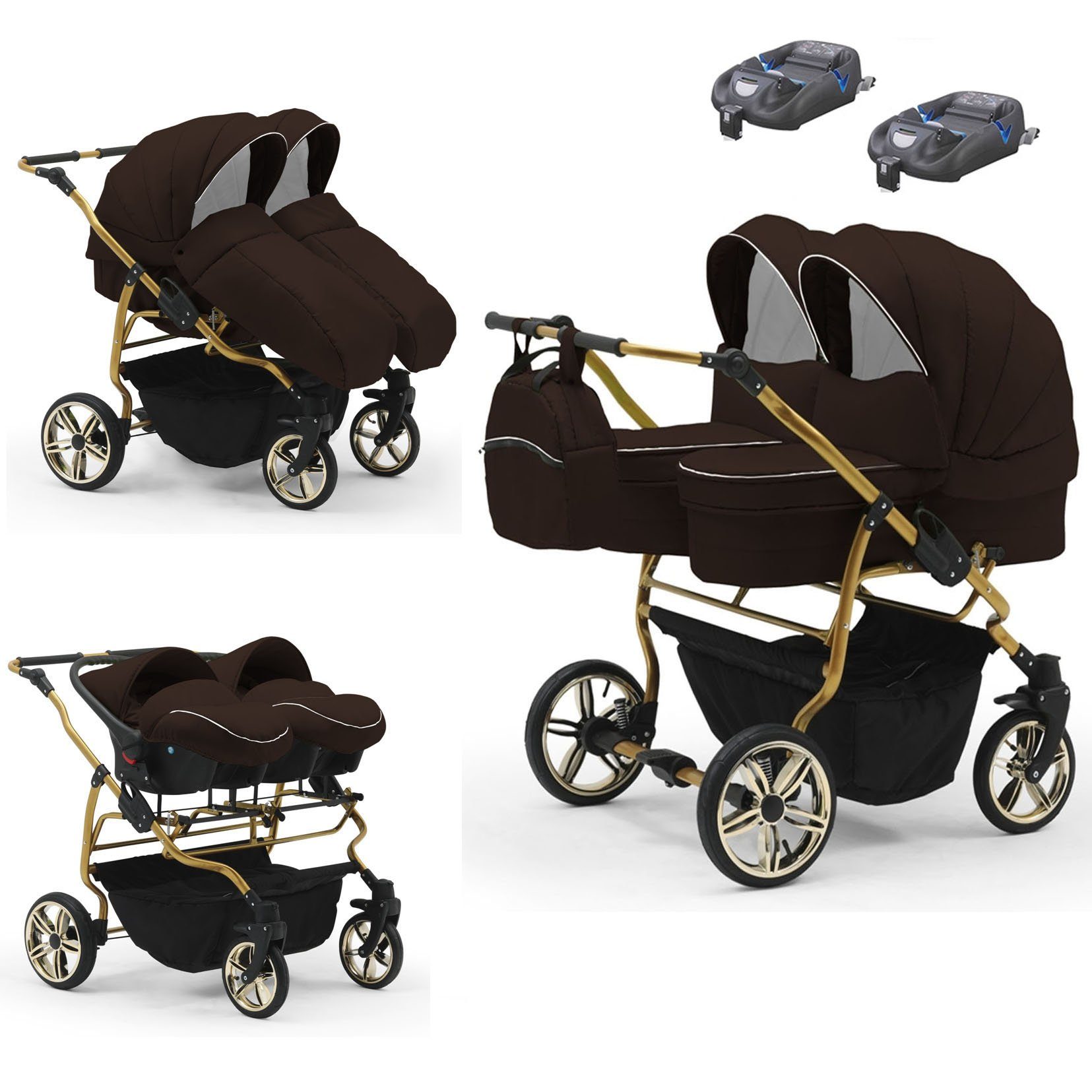Teile Zwillingswagen Duet in 15 Braun in - Zwillingswagen - babies-on-wheels Lux Gold 33 4 1 Farben