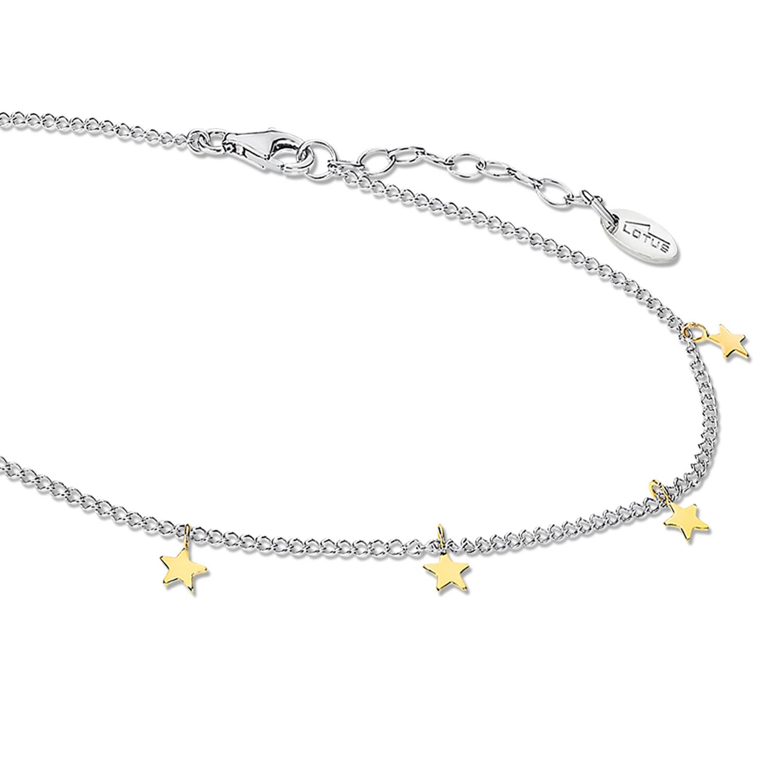 LOTUS SILVER Fußkette mit Anhänger LOTUS Silver Sterne 925 Silber Lotus, Armband Sterne ca. 23cm, 925 Sterling Silber, Farbe: silber, gold