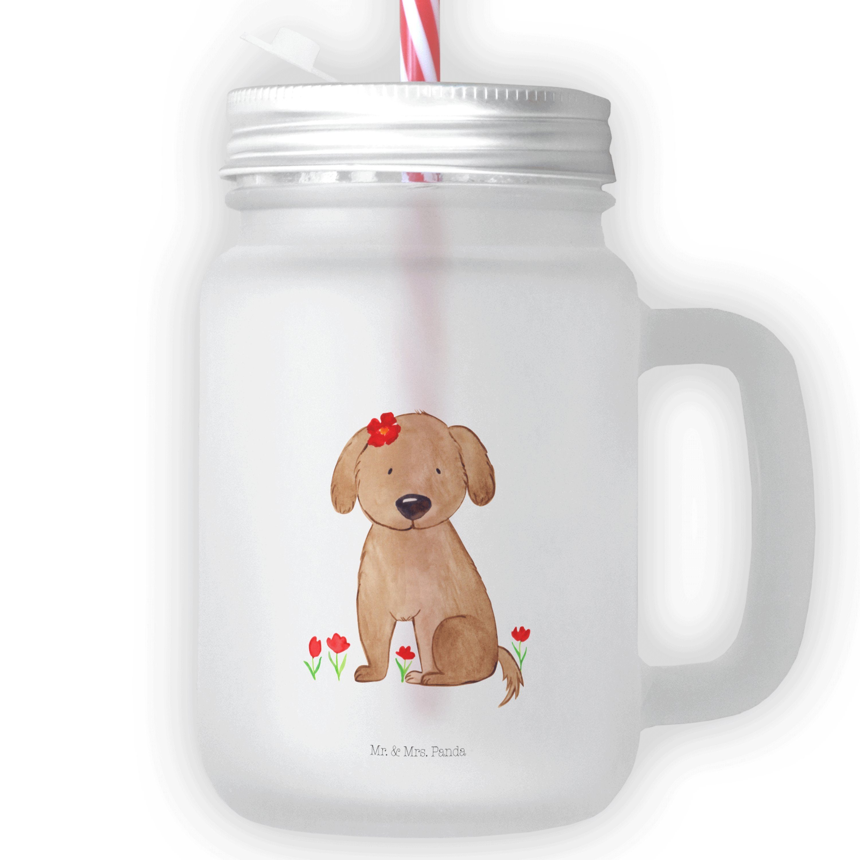 Hundebesitzer, - Sprüche, Hundedame Geschenk, Premium Glas Lieb, Transparent Mrs. Glas - & Hund Panda Mr.