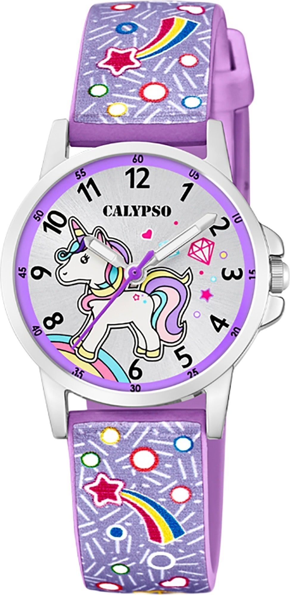 Uhr Calypso Quarzuhr Fashion Kunststoffband, PUarmband K5776/6 CALYPSO Armbanduhr Kunststoff, lila, Kinder Kinder WATCHES rund,