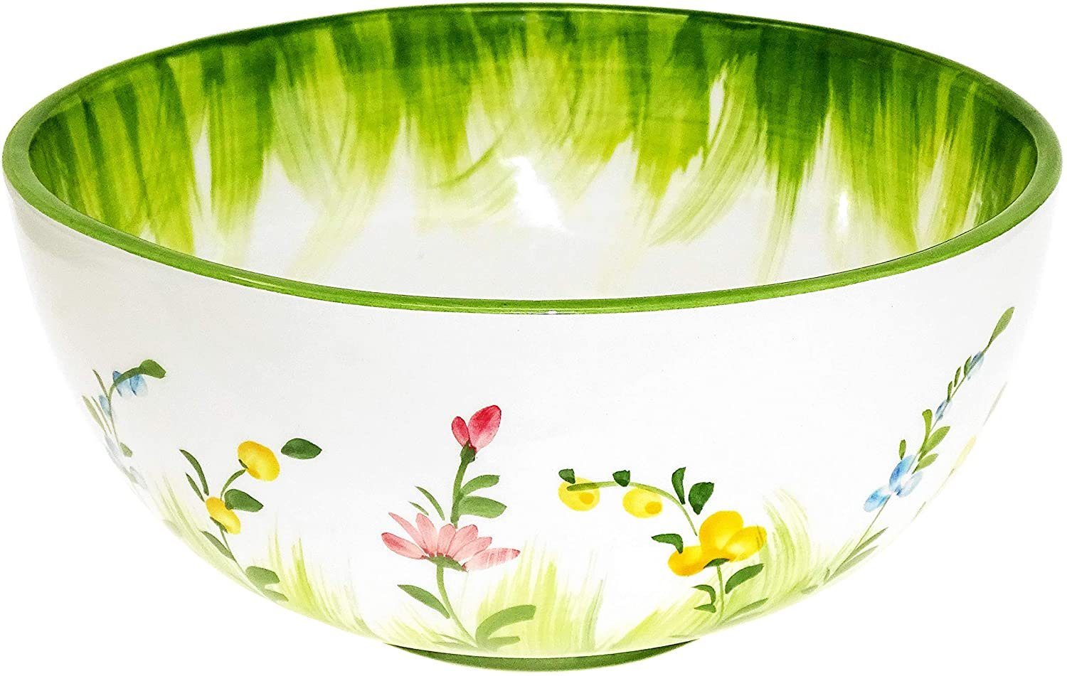 Lashuma Servierschale Blumenwiese, Keramik, (1-tlg), Runde Salatschüssel aus Italien 22 cm Ø